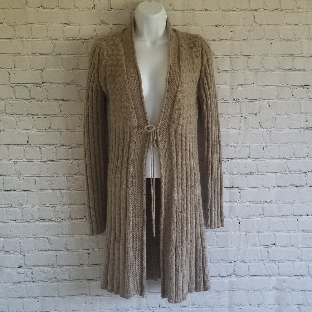 Elisabetta Brown Knee-Length Sweater with Tie, S